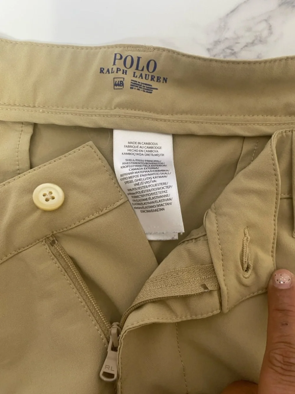 Polo Ralph Lauren Khaki Golf Shorts 44B Stretch Flat‎ Front Mens Performace Wear